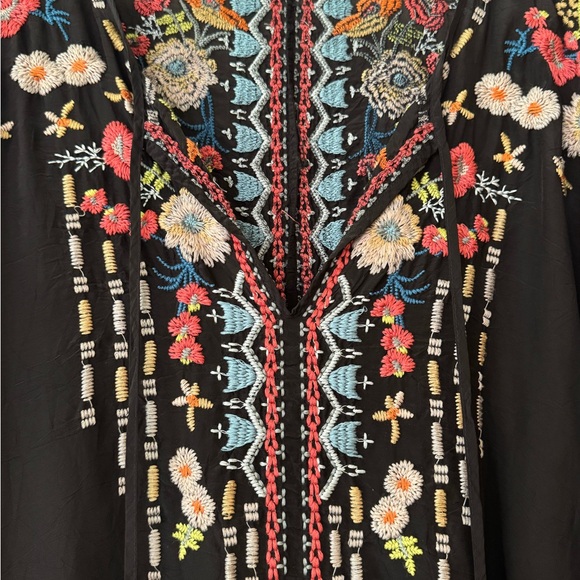 Johnny Was Black Top with Colorful Embroidery - Picture 2 of 4
